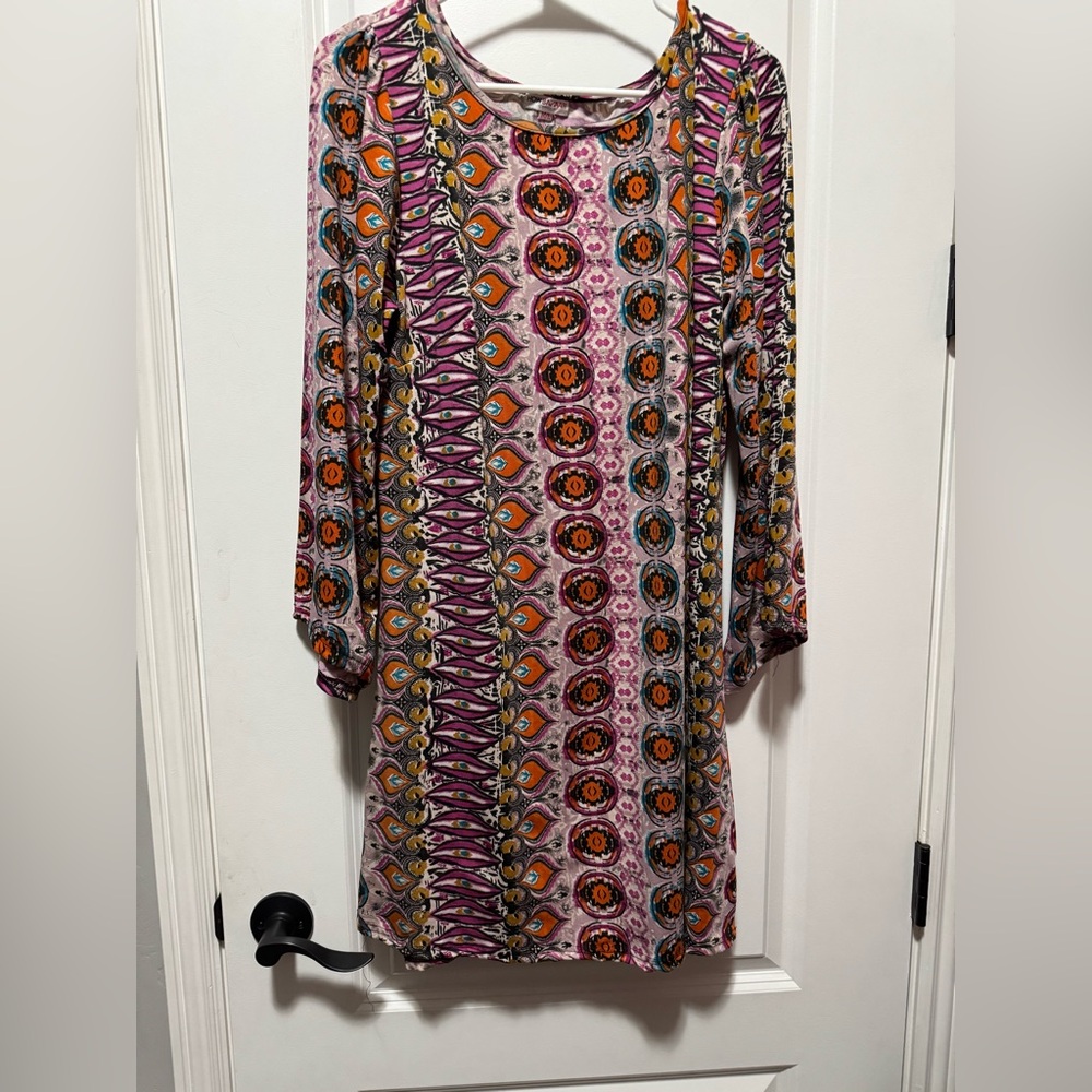 How bazaar women’s dress size M/L . Funky, hippie, Boho mini dress pink/orange